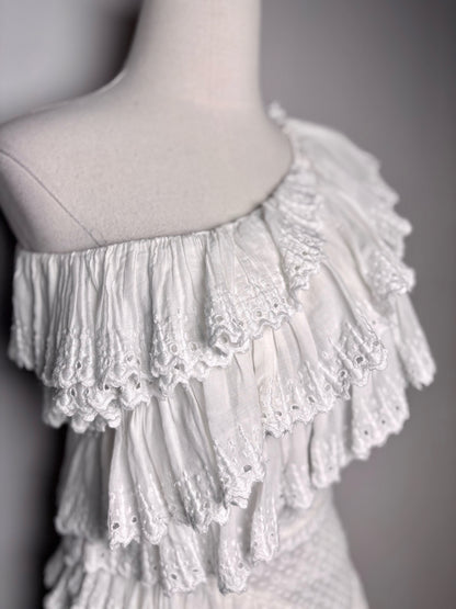 Women Size 36 (2) Isabel Marant White Eyelet Lace Mini Dress