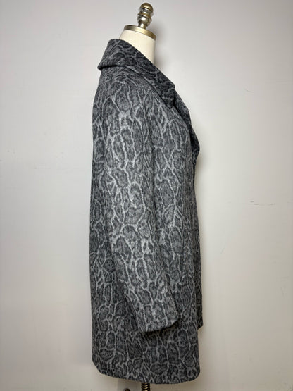 Women's Gerard Darel Black Gray Animal Print Alpaca Camel Hair Blend Pre-Owned Coat