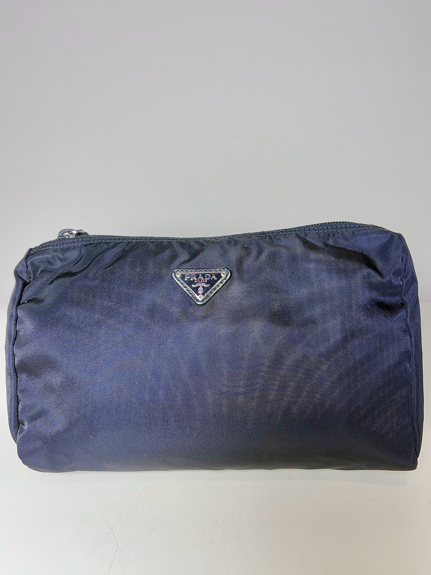 Prada Black Top Zipper Nylon Travel Pouch