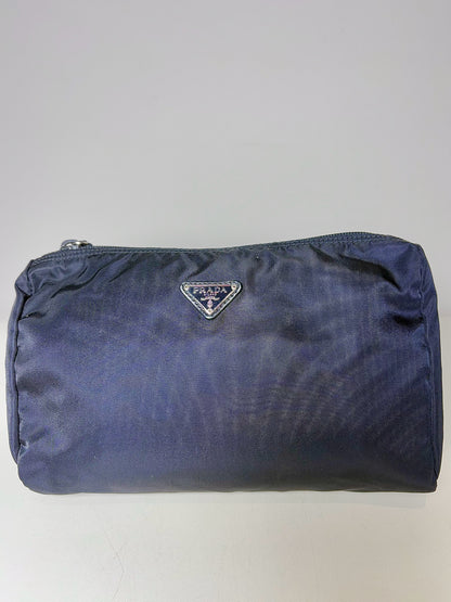 Prada Black Top Zipper Nylon Travel Pouch