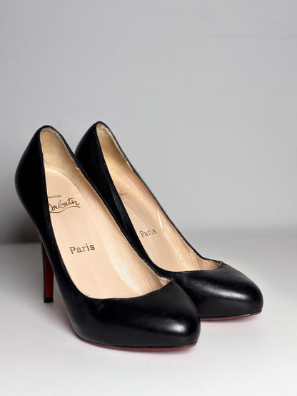 W Shoe Size 38 (8 US) Christian Louboutin Black Leather Stiletto Heel