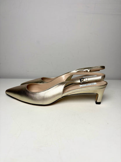 W Shoe Size 39 MaxMara Gold Leather Pre-owned, NWT Slingbacks