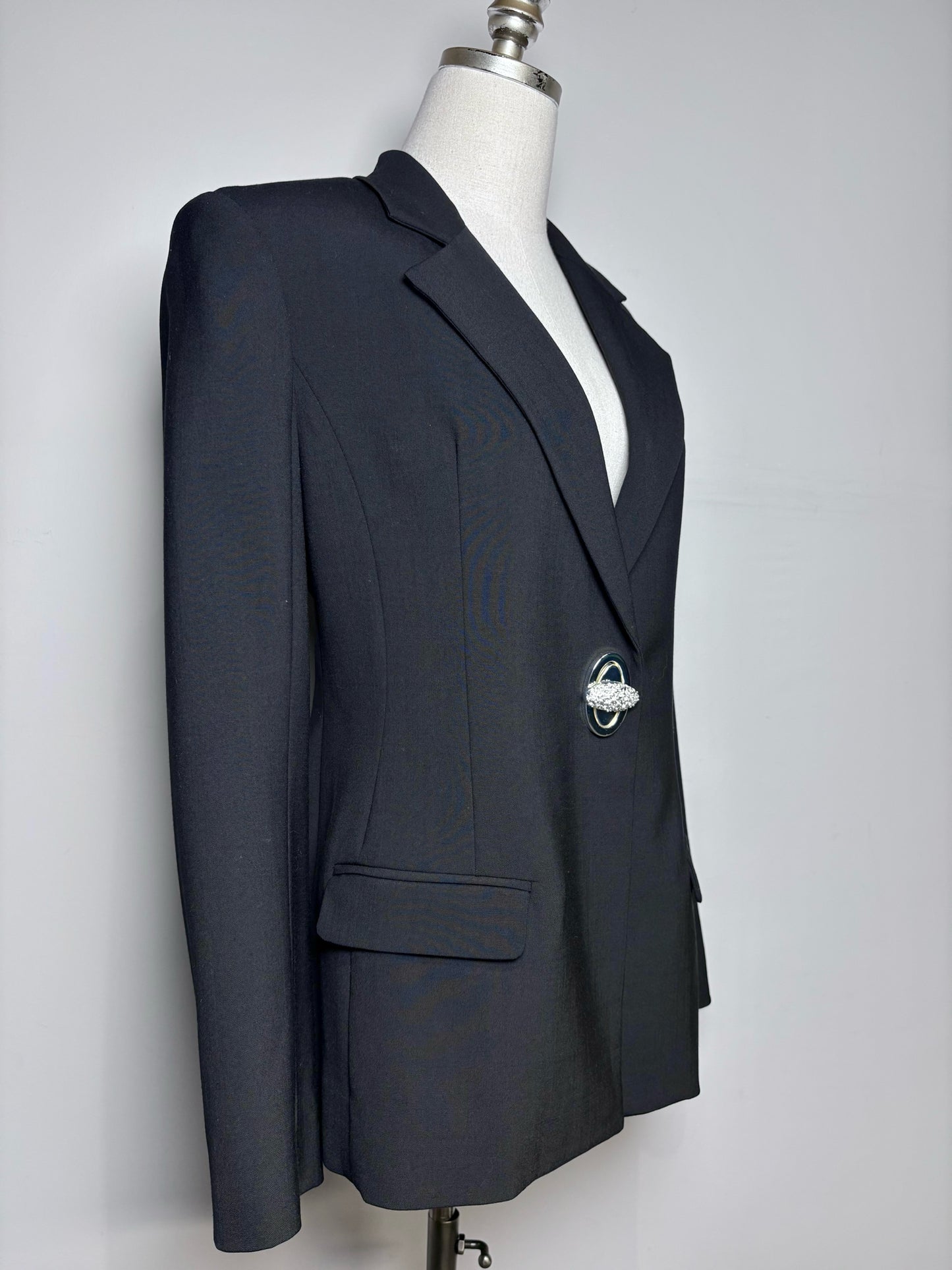 Wmn Siz 10 Christopher Esber Racquet Apex Black Crystal Button Pre-owned Blazer