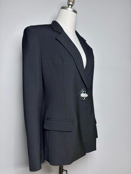 Wmn Siz 10 Christopher Esber Racquet Apex Black Crystal Button Pre-owned Blazer