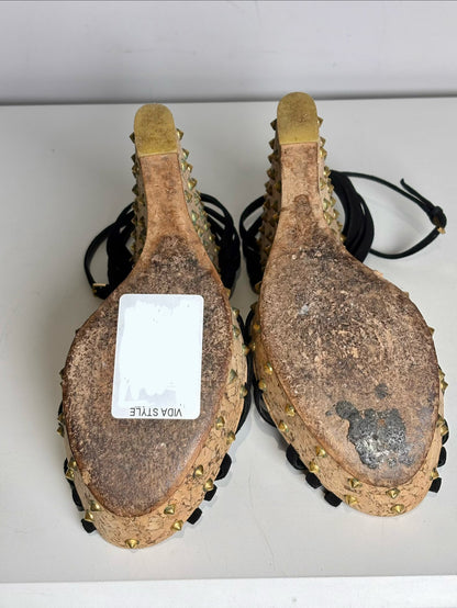 W Shoe Size 41 (11 US) Gucci Black Leather Suede Women's Pre-owned Sandals