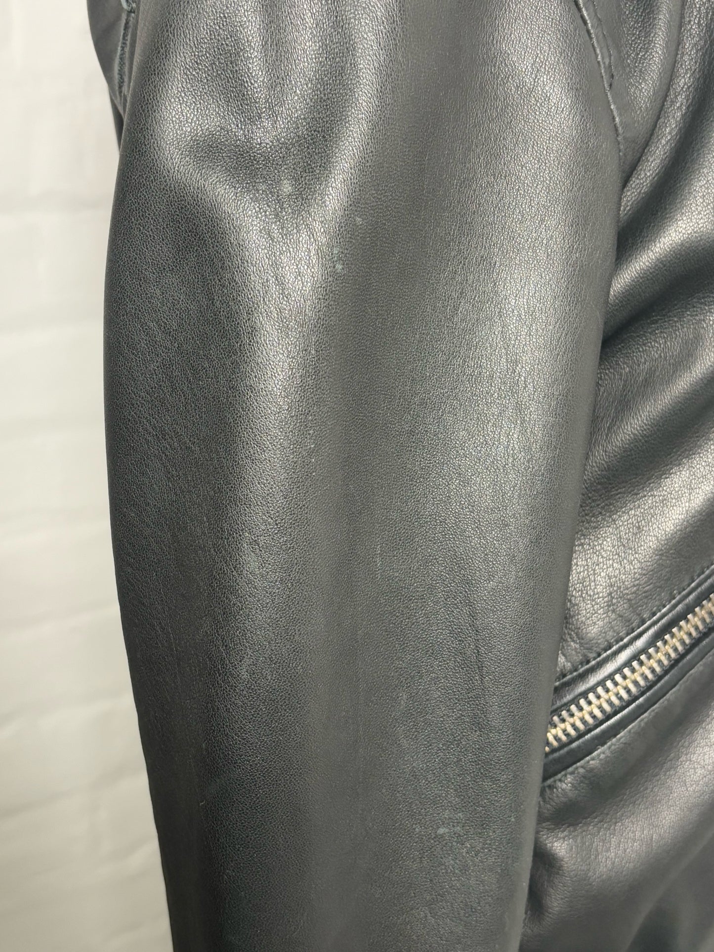Women Size S All Saints Black Solid Leather Jacket