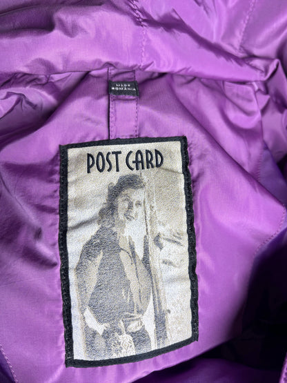 Women Size 6 Post Card Purple Puffer Down-Filled Coat