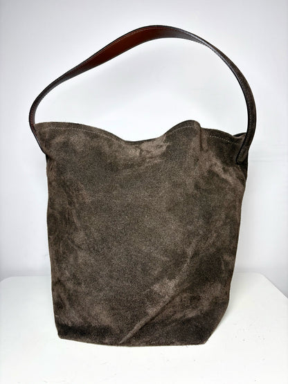 Simons Brown Suede Leather Shoulder Bucket Bag Pre-owned