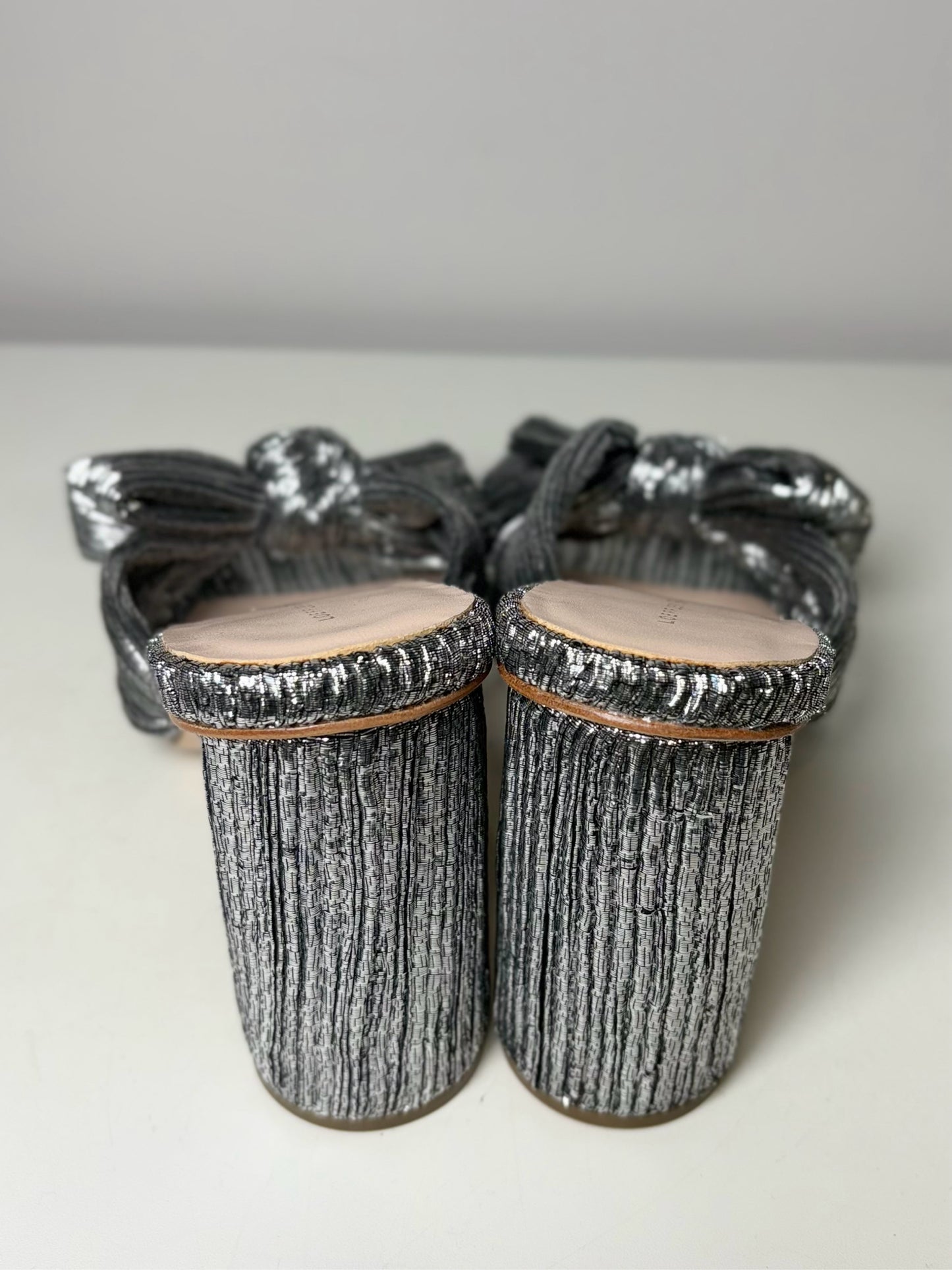 W Shoe Size 8.5 Loeffler Randall Silver Italian Lame Heels