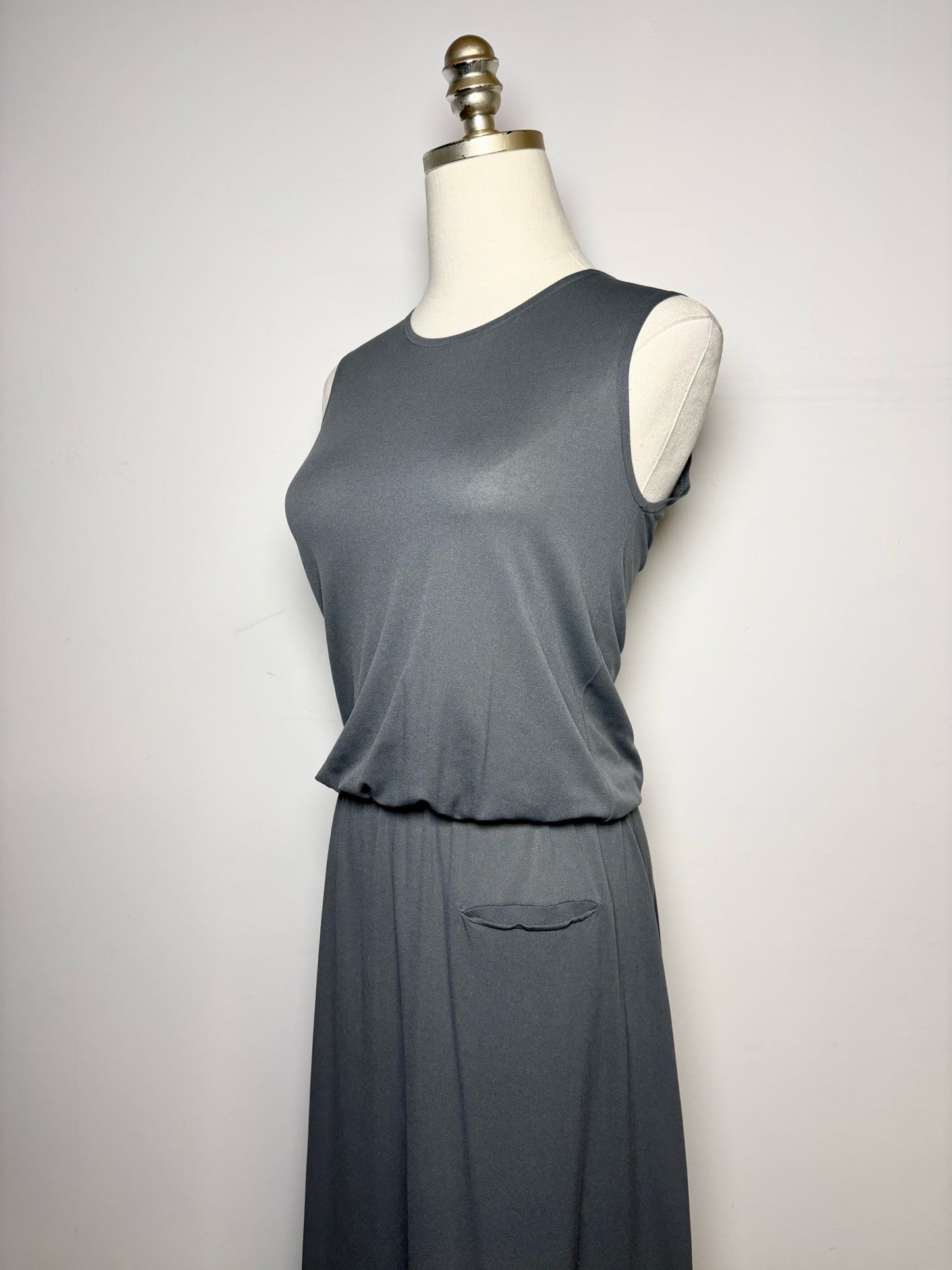 Women Size 3 Y's Yohji Yamamoto Charcoal/Gray Sleeveless Pre-owned Midi Dress