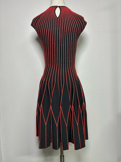 Women Size M Alexander McQueen Black Stitching Detail Wool Dress