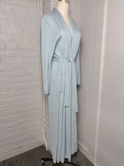 Women Size L No Label Baby Blue Solid Cotton Duster Sweater