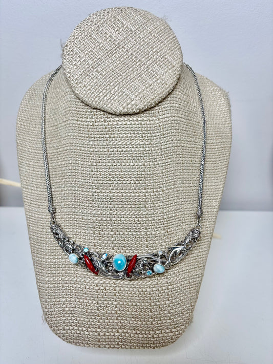Larimar Sterling Silver Dolphin Seahorse Starfish Toggle Clasp NWT Necklace