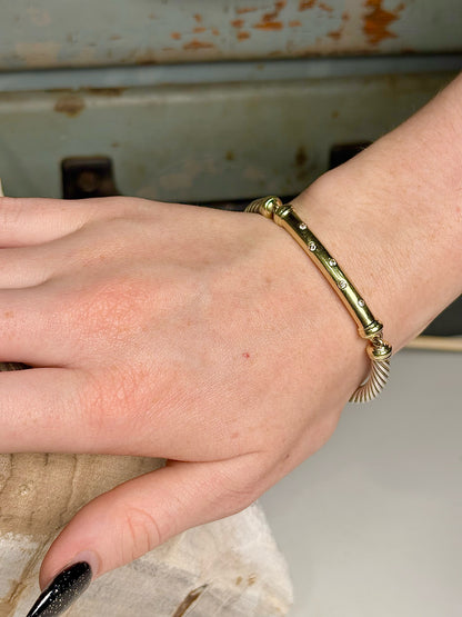 David Yurman Cable Twist, Diamond Bar 14K Gold Bracelet