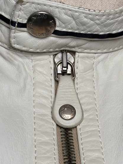 Vintage Prada White Leather Solid Men's Size 52 Moto Jacket