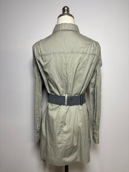 Women's Size XS Brunello Cucinelli Olive Green Pure Cotton Pre-Owned Cold Shoulder Shirt
