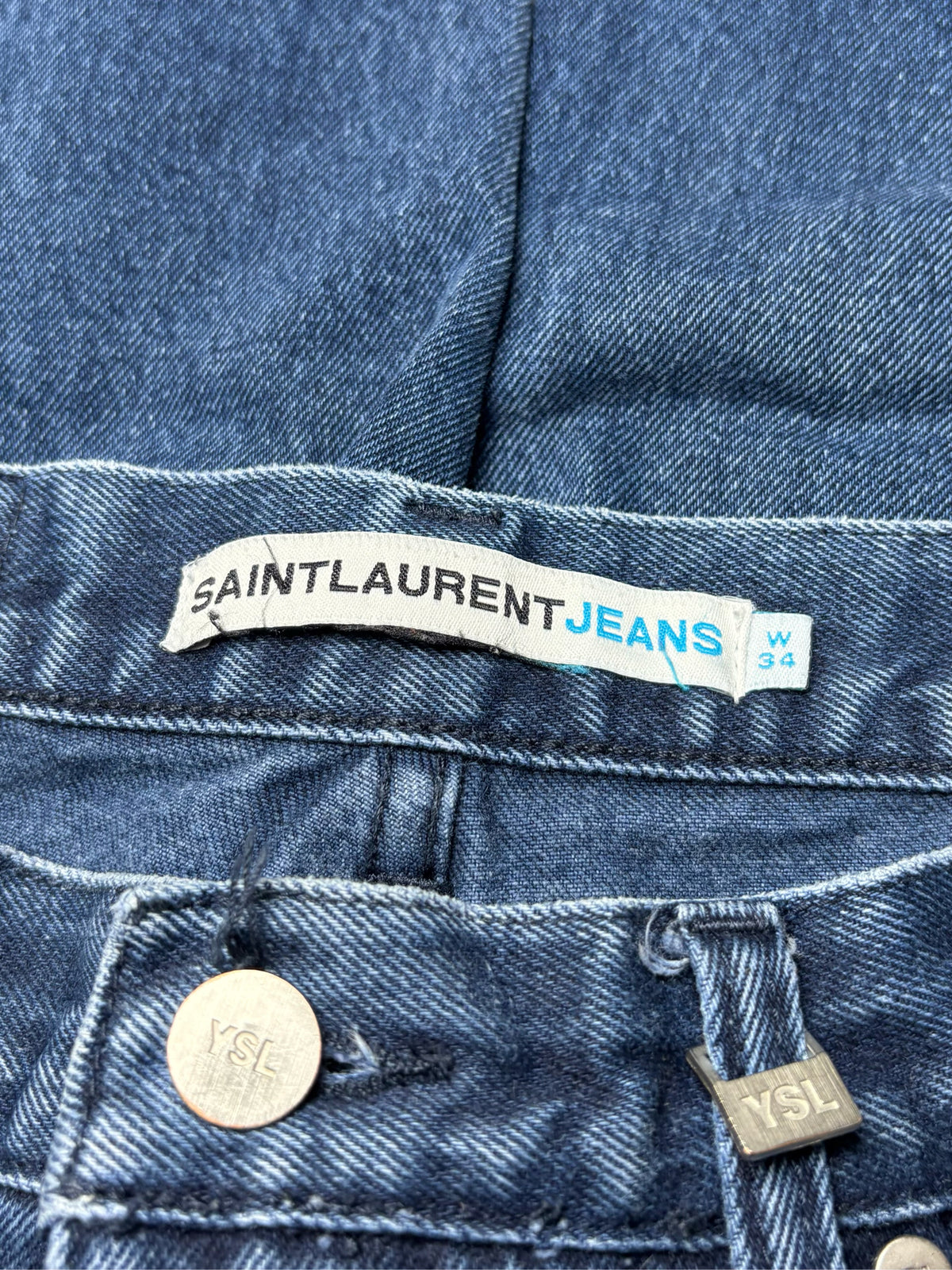 Men's Size 34 Saint Laurent Blue Pure Cotton Denim Pre-Owned Straight Leg Jeans