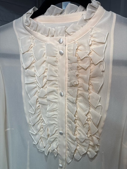 Women Size 48 (M) Dolce & Gabbana Cream Solid Women's 100% Silk Vintage Blouse
