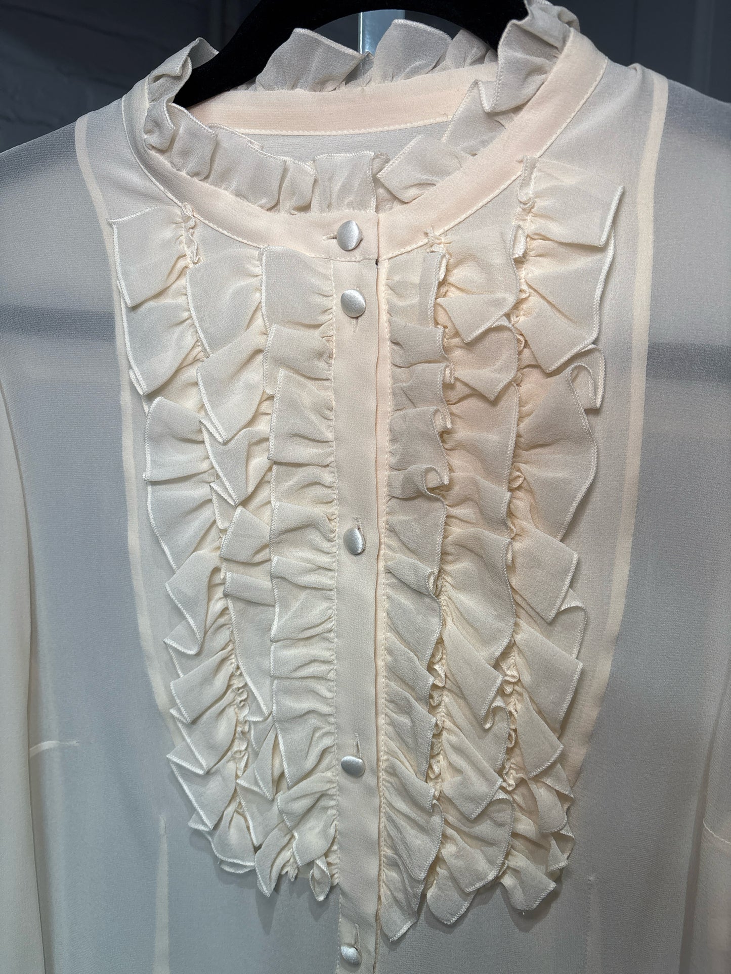 Women Size 48 (M) Dolce & Gabbana Cream Solid 100% Silk Blouse