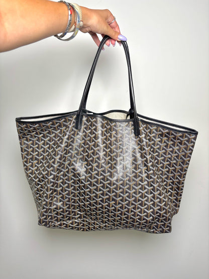 Goyard-Goyardine St. Louis XXL Coated Canvas Pre-owned Black Leather Trim Tote