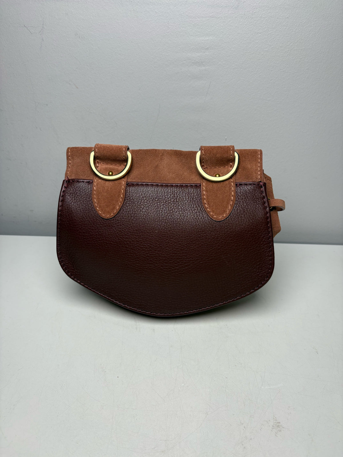Women's See by Chloé Collins Small Auburn Leather Suede Pre-Owned Saddle Crossbody Bag