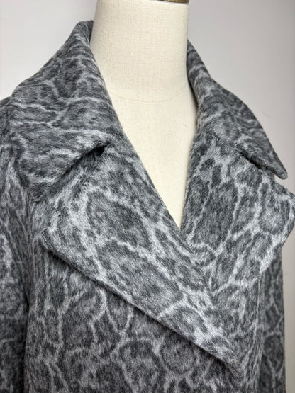 Women's Gerard Darel Black Gray Animal Print Alpaca Camel Hair Blend Pre-Owned Coat