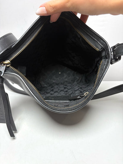 Women's Coach Bleecker Sport Mini Black Leather Vintage Pre-Owned Crossbody Bucket Bag