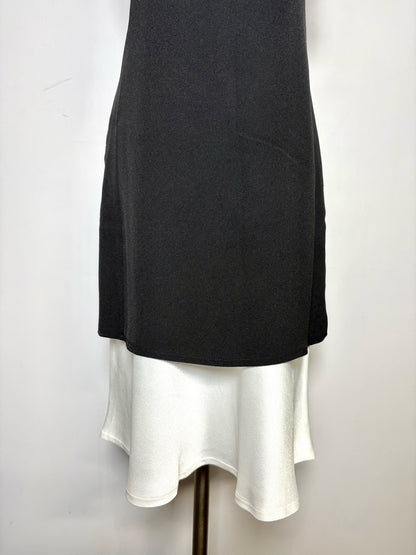 Women Size 34 (4 US) Vintage Karl Lagerfeld Y2K Black, White Ruffle  Hem Dress