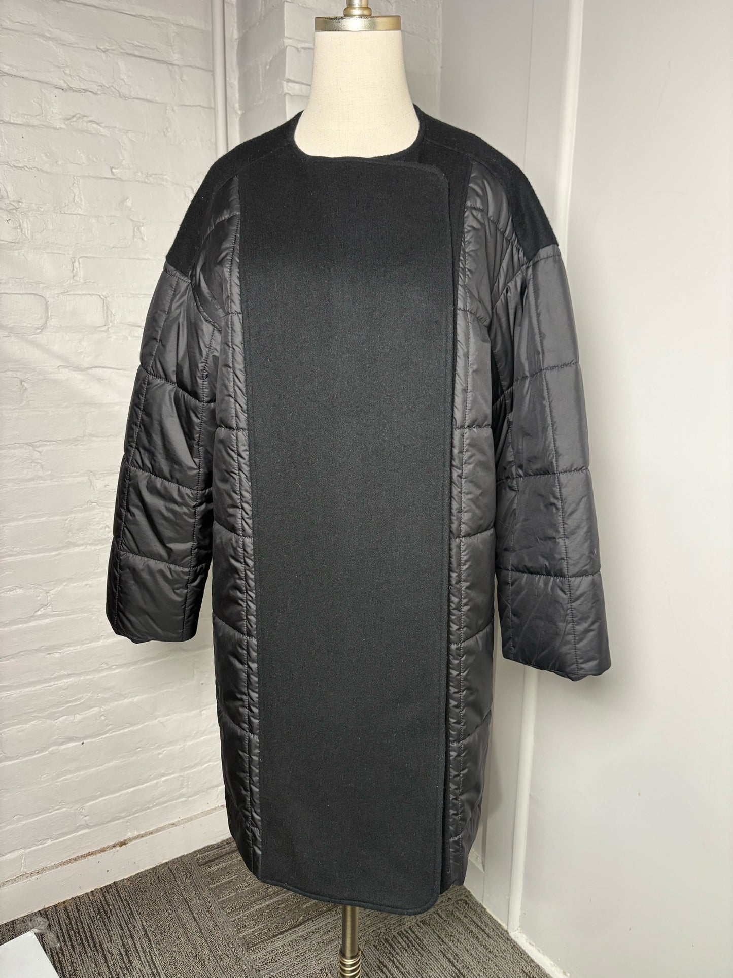 Women Size 36 Heliopole Black Quilted Polyblend Coat