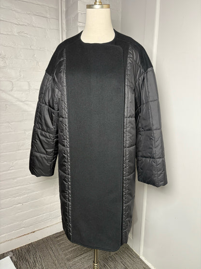 Women Size 36 Heliopole Black Quilted Polyblend Coat