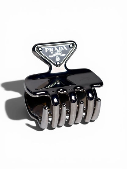 Prada NWT Metal Hair Clip Silver Hair Pre-owned Accessory