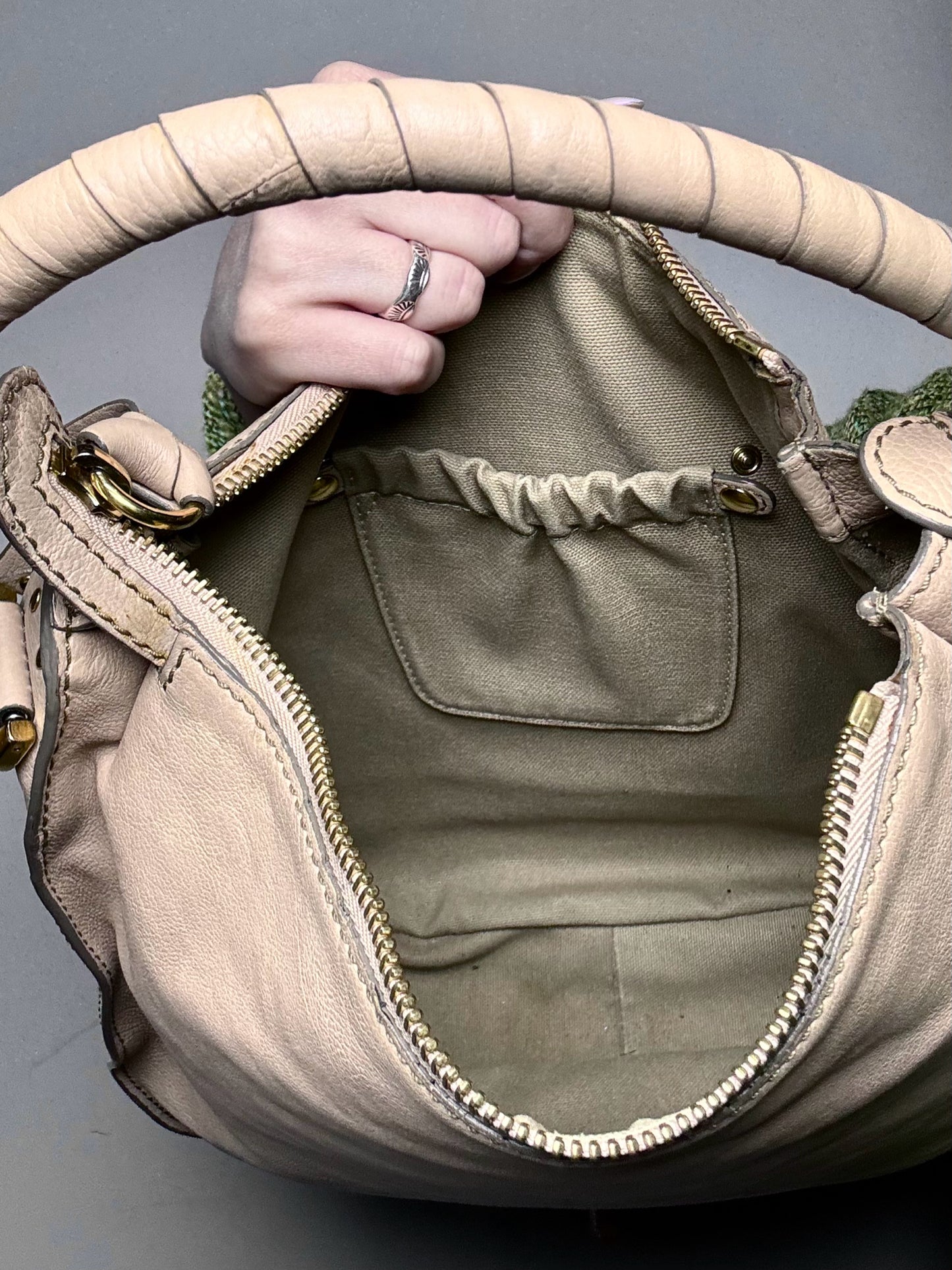 Leather Chloe Marcie Beige Shoulder Hobo Bag | Pre-owned