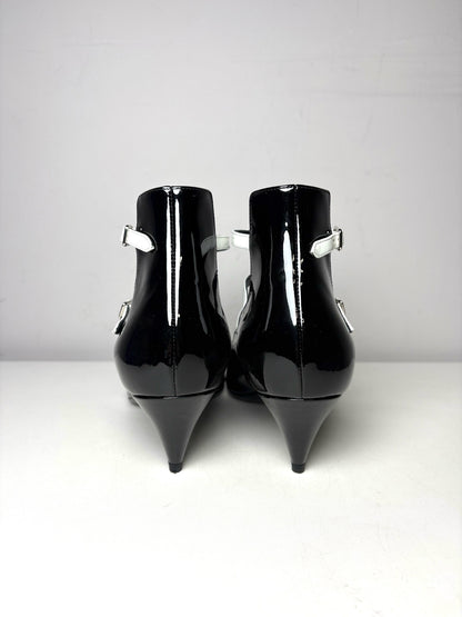 W Shoe Size 39 Saint Laurent Black & White Patent Leather Pre-owned Pump