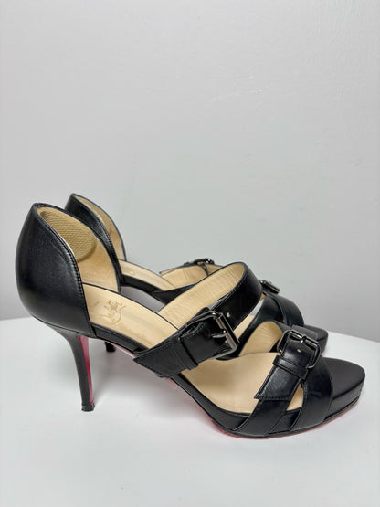W Shoe Size 38.5 (8.5) Christian Louboutin Black Leather Heels