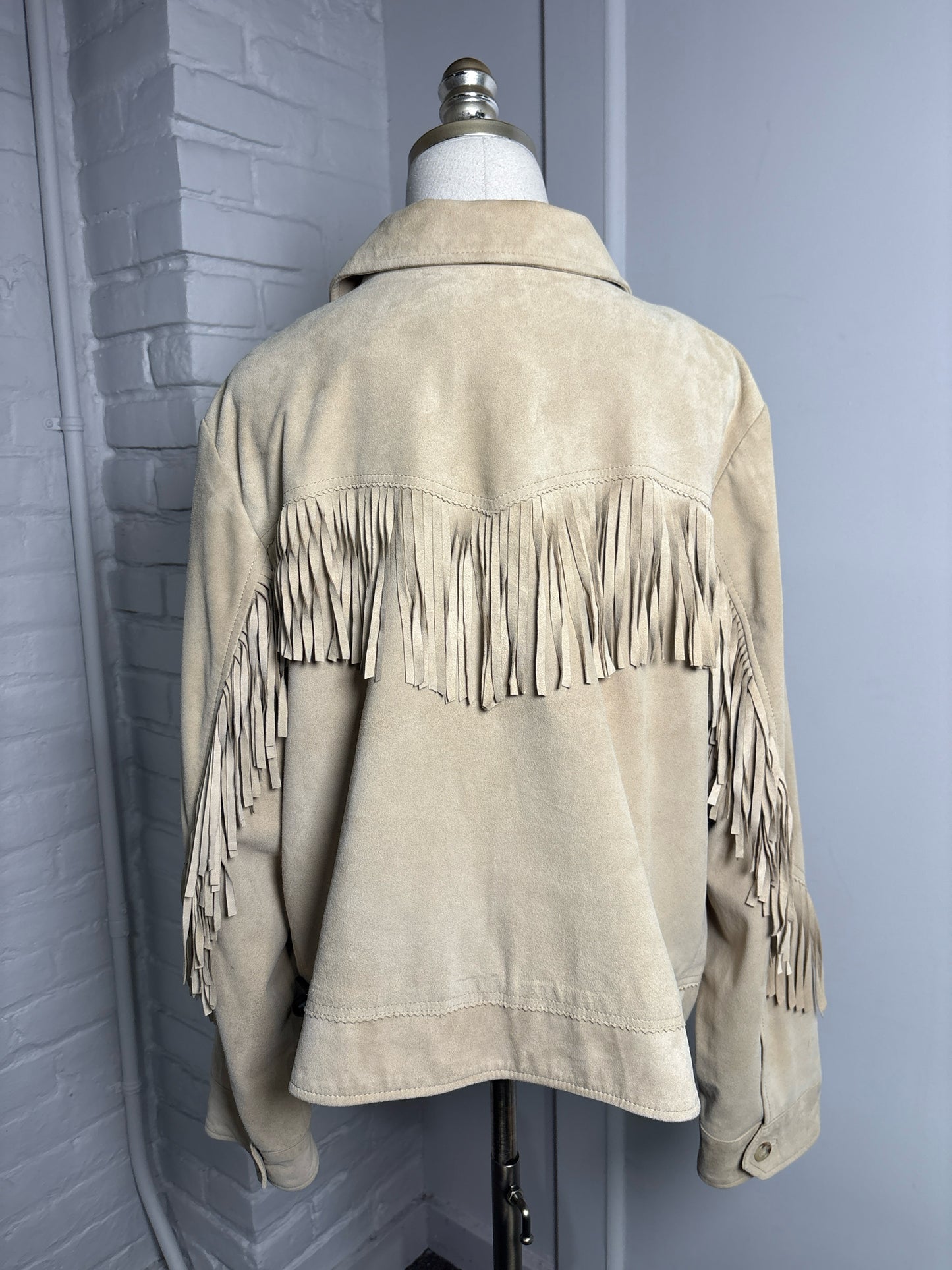 Women Size 18W Lauren Ralph Lauren Tan Fringe Goat Suede Jacket