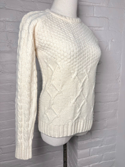 Women Size S Barbour Cream Cable knit Wool Sweater