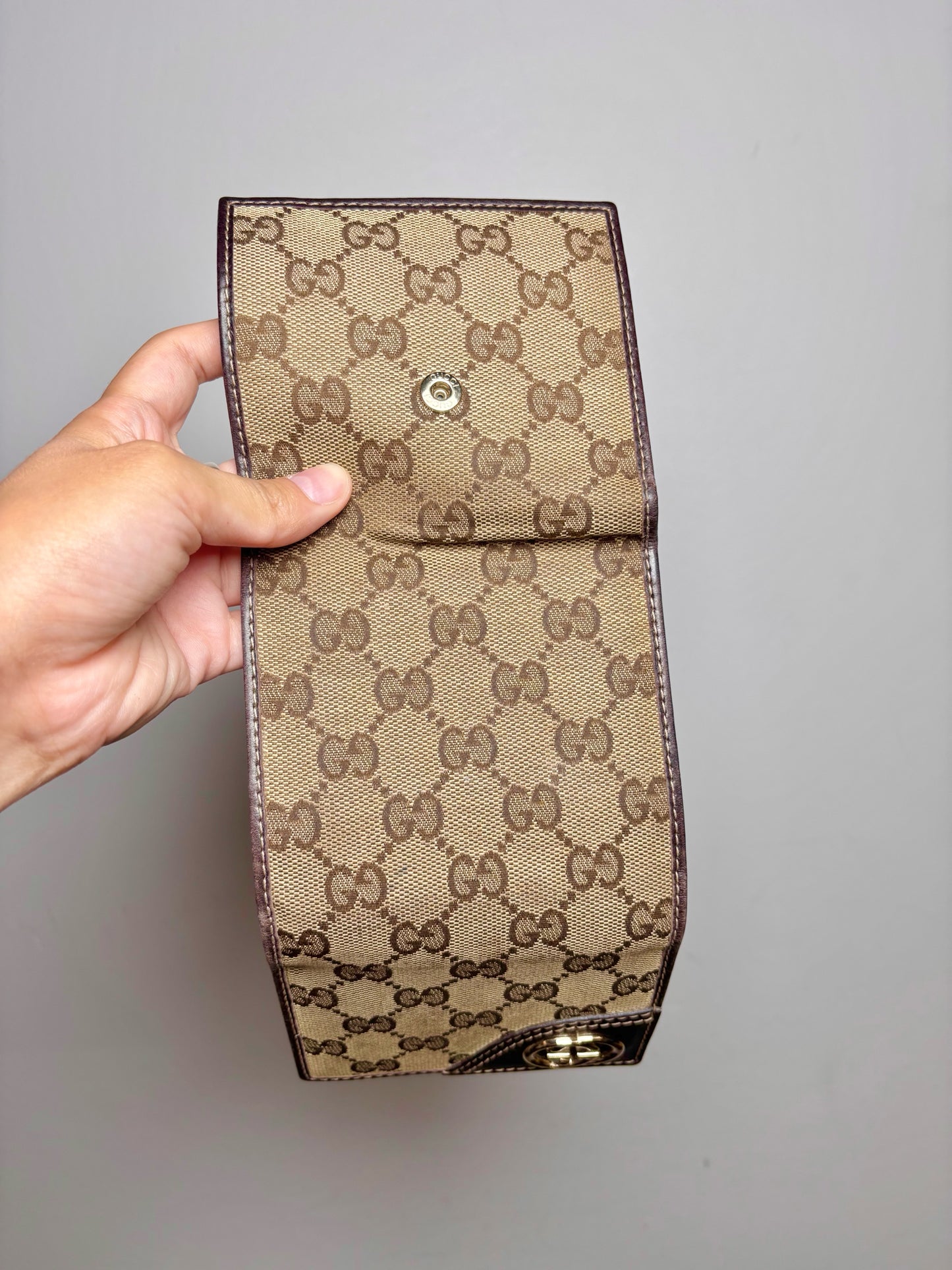 Gucci Canvas Tri Fold Dark Brown Gucci GG Monogram Wallet