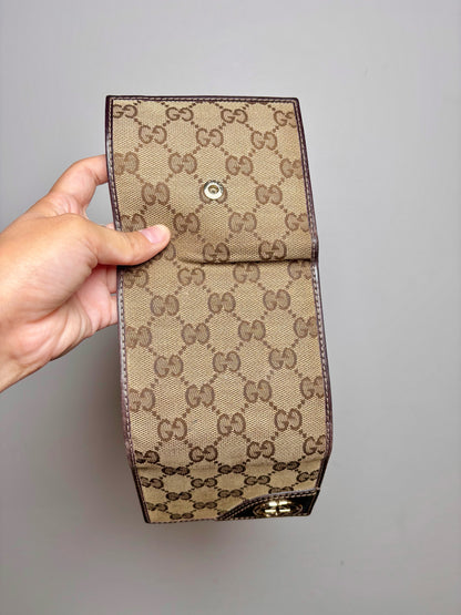 Gucci Canvas Tri Fold Dark Brown Gucci GG Monogram Wallet