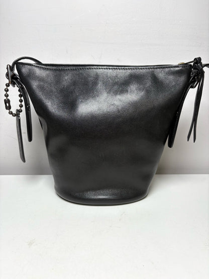 Women's Coach Bleecker Sport Mini Black Leather Vintage Pre-Owned Crossbody Bucket Bag