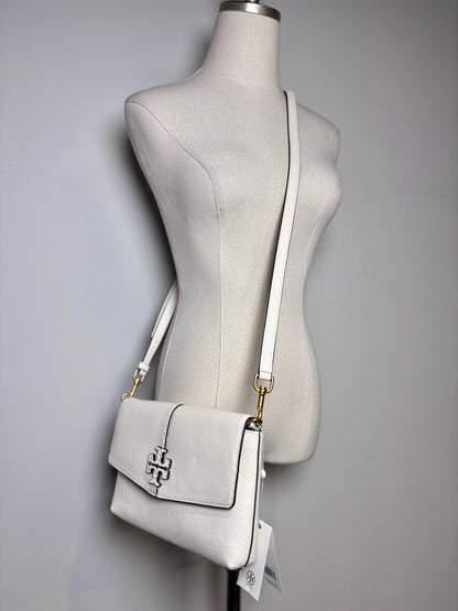 Women's Tory Burch McGraw Pebble Grain Leather Pre-owned, NWT Bone Cowhide Purse