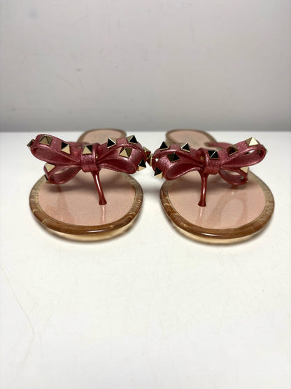 Valentino Garavani Rockstud Jelly Glitter Sparkle Pink PVC Size 39 Sandals