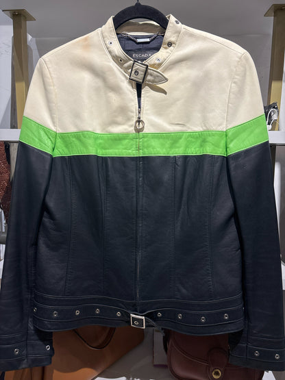 Women Size 42 (M, US) Escada Black, Green, Cream Colorblock Vintage Jacket