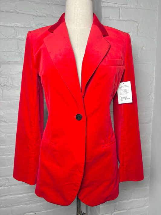 Women Size 4 Theory Red Velvet Blazer