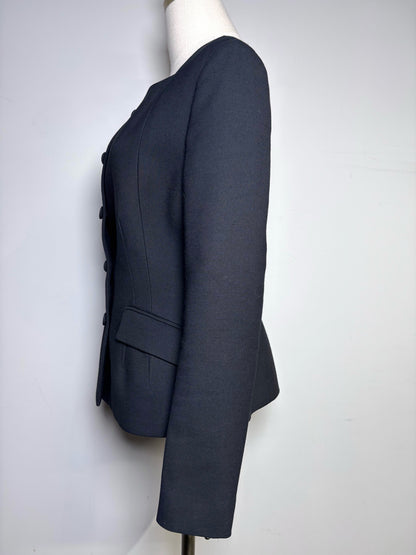 Women Size 8 Ralph Lauren Purple Label Black Solid Pre-owned Wool Suit