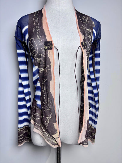 Women Size S (Estimate) Jean Paul Gaultier Blue, White Striped 2 Piece Mesh Set