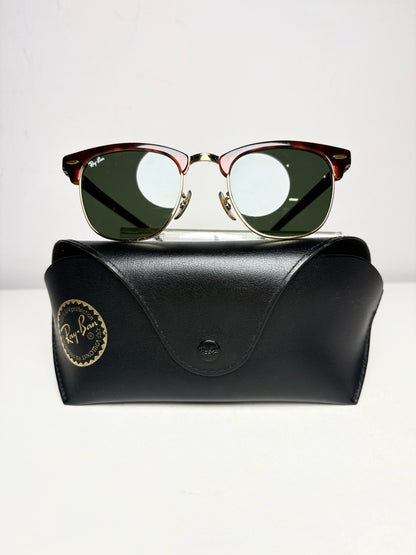 Unisex Ray-Ban RB3016 Clubmaster Brown Tortoiseshell & Gold Pre-Owned Sunglasses