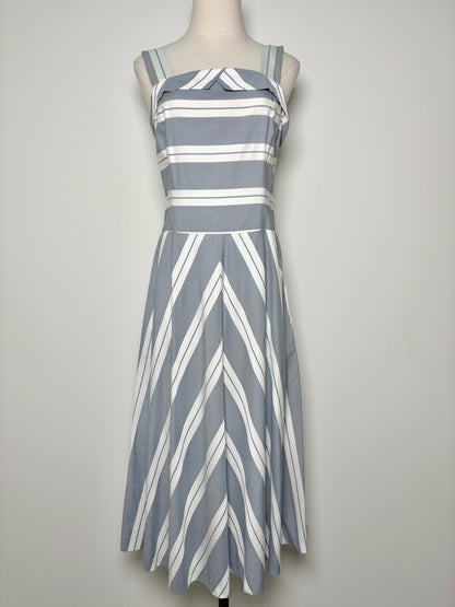 Women Size 6 J. Peterman Gray, White Stripe Cotton Dress