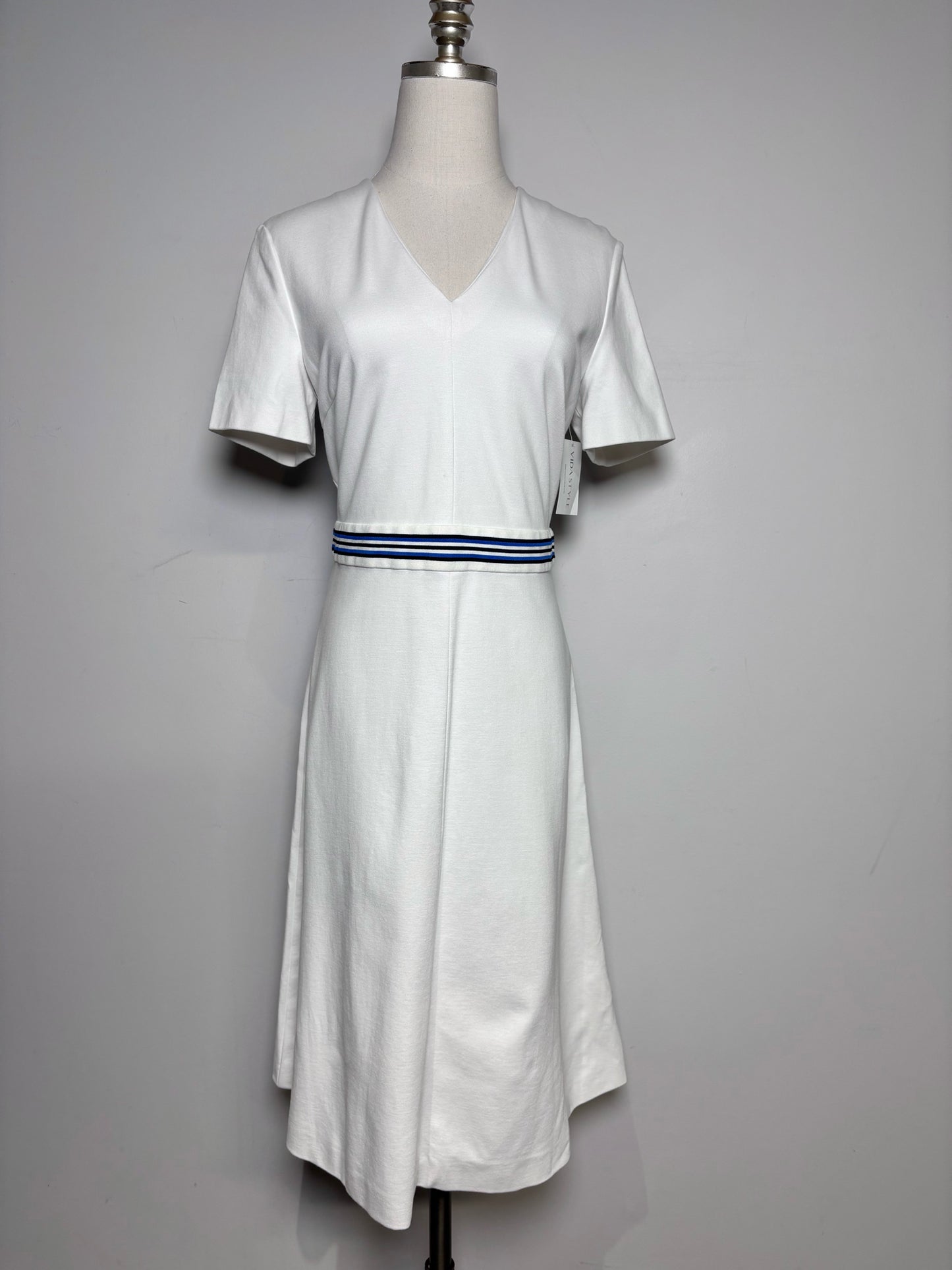 Women Size 40 Escada Sport White, blue Stripe Women's Dress