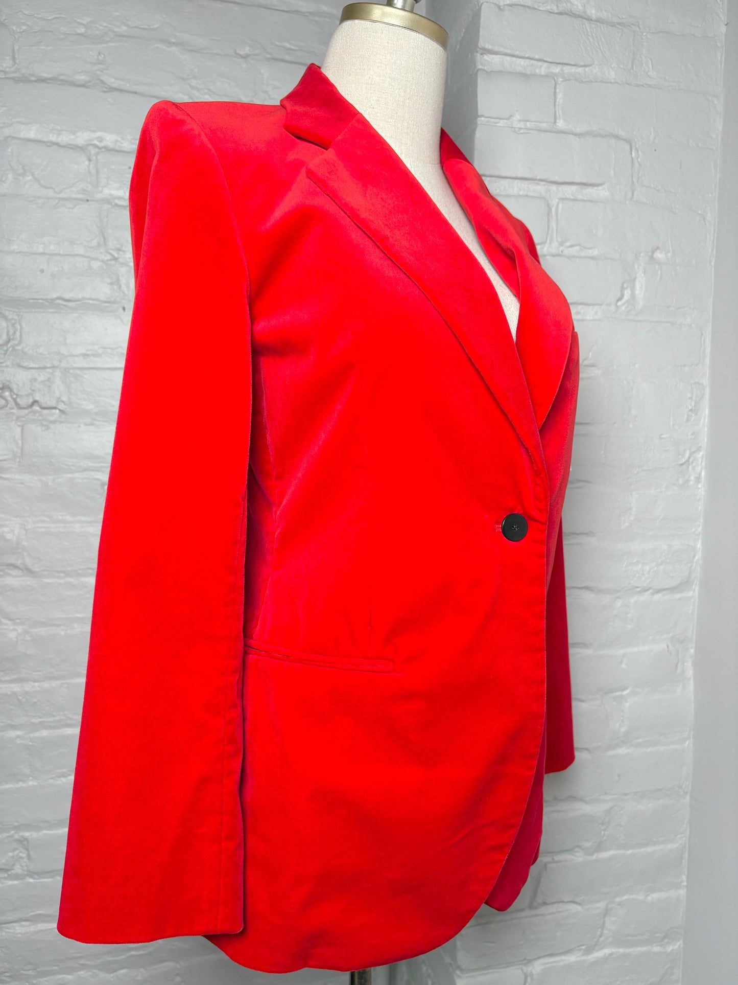 Women Size 4 Theory Red Velvet Blazer