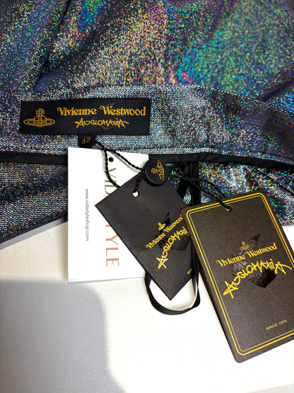 Women Size 42 Vivienne Westwood Anglomania Silver Iridescent Pre-Owned Midi Skirt